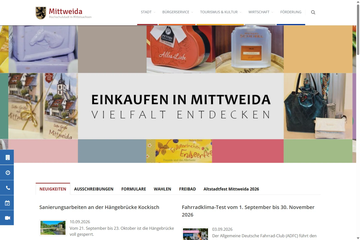 Website von Stadt Mittweida